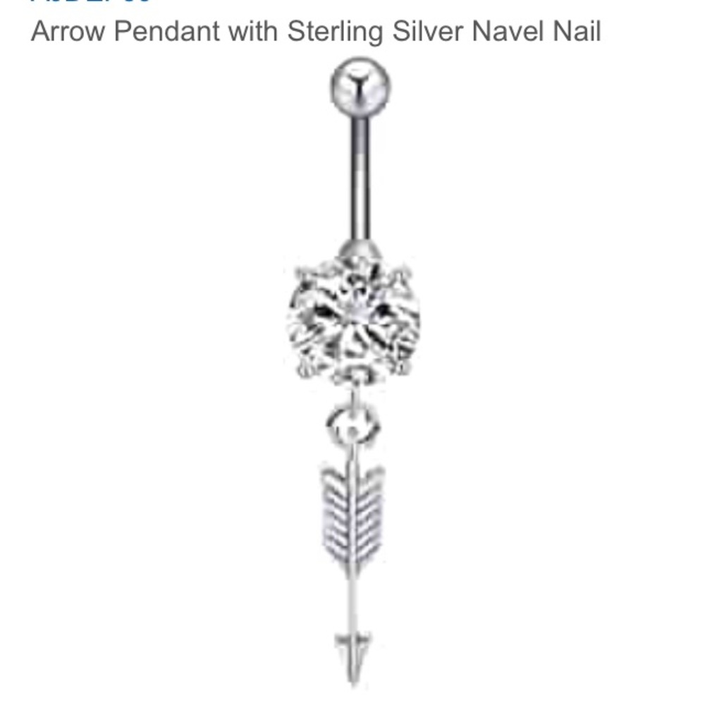 Sterling silver arrow pendant navel nail